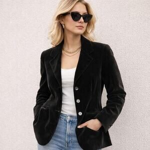 Vintage Philippe Adec Paris Black Velour Blazer Women’s 4 USA Made